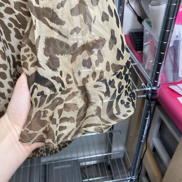 Spenser Jeremy Women's Ruffled Animal Print Silk Blouse Size 20 Flowy Maximalist - Picture 7 of 9